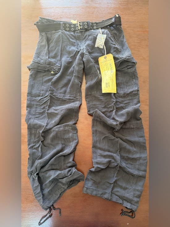 Da-Nang Pants - Da-Nang Women's Gray Cargo Jumpsuit Pants with Belt